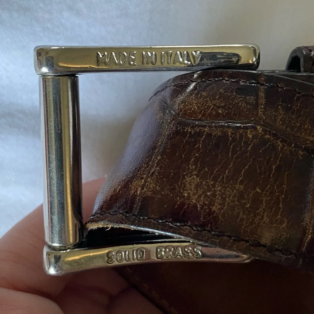 Men's Dark Brown Vintage Leather Crookhorn Belt
